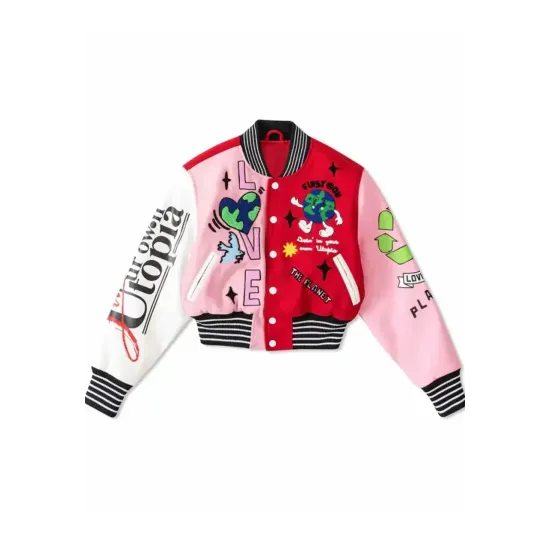 Love Planet Cropped Varsity Jacket