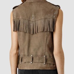 Lucy Hale Pretty Little Liars Fringe Brown Vest