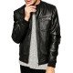 Men's Casual Mandarin Collar Leather Jacket