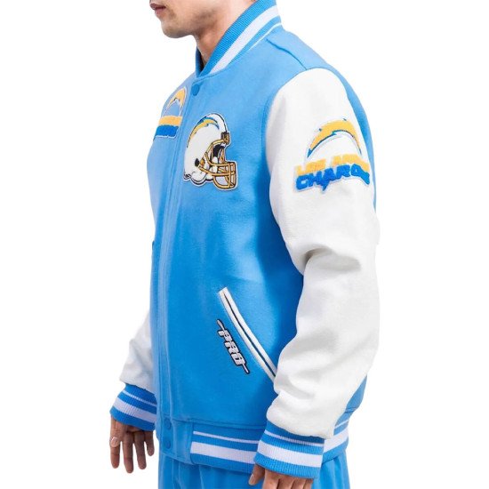 Blue and White Mash Up Los Angeles Dodgers Varsity Jacket