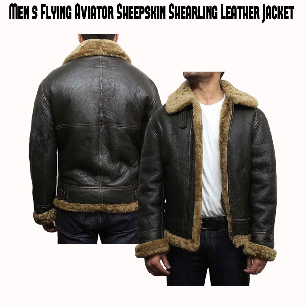 Mens Aviator Sheepskin Shearling Flying Jacket - Films Jackets