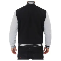 Men's Bomber Baseball Black and Grey Jacket