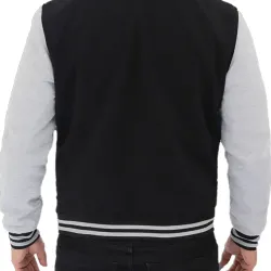 Men's Bomber Baseball Black and Grey Jacket