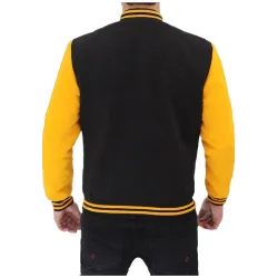 Men's Black and Yellow Bomber Varsity Jacket