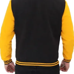 Men's Black and Yellow Bomber Varsity Jacket