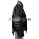 Men's Fringed Biker Beltless Black Leather Jacket