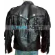 Men's Fringed Biker Beltless Black Leather Jacket