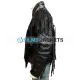 Men's Fringed Biker Beltless Black Leather Jacket