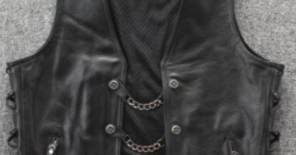 BONJEAN Mens Genuine Leather Rock Vests Metal Chain Biker Vest Motorcy –  strappz
