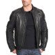 Men's Biker Padded Black Leather Jacket