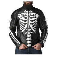 Men's Motorcycle Skeleton Black Leather Jacket