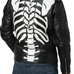 Men's Motorcycle Skeleton Black Leather Jacket