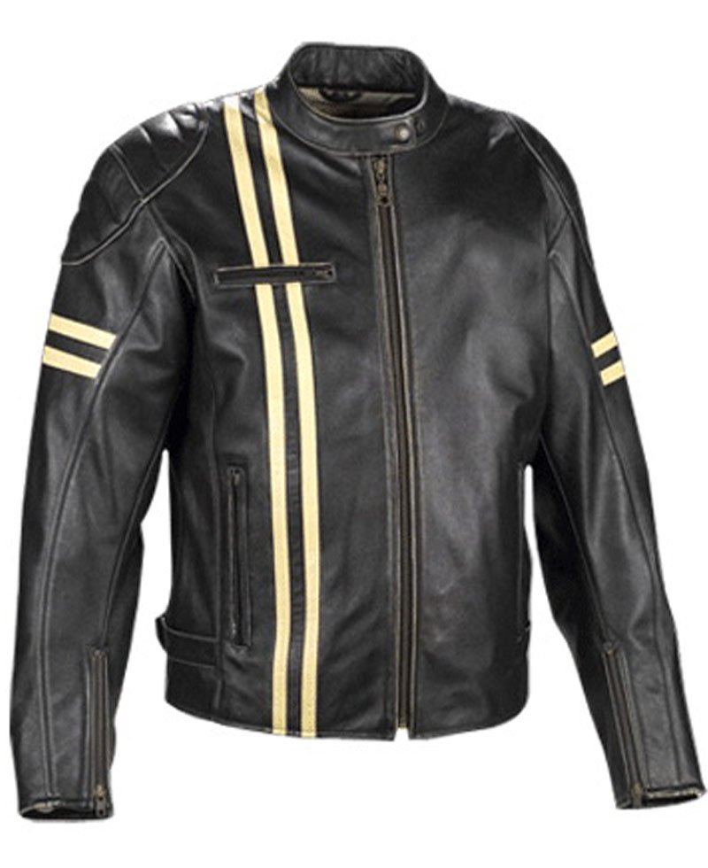 Yellow Stripe Leather Jacket #100