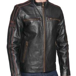 Men's Black Rivet Leather Cycle Jacket