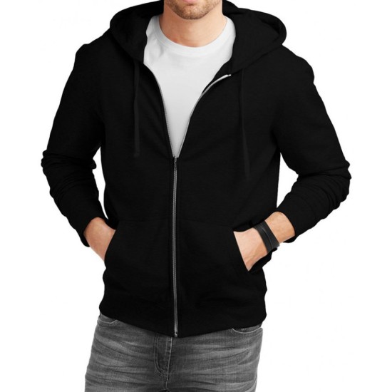 Mens Black Zip Up Hoodie