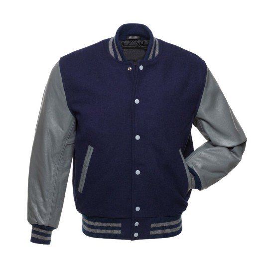 Men's Blue and Gray Bomber Jacket