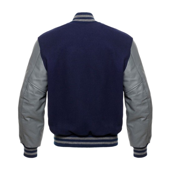 Men's Blue and Gray Bomber Jacket