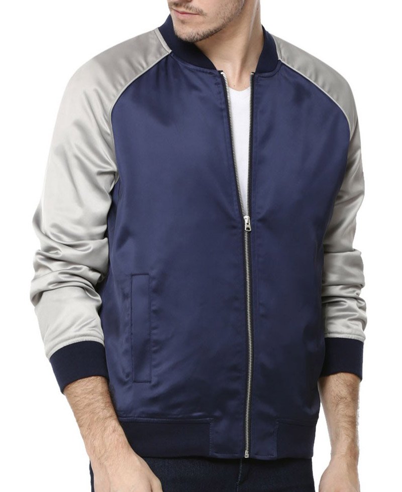 blue men's bomber jacket