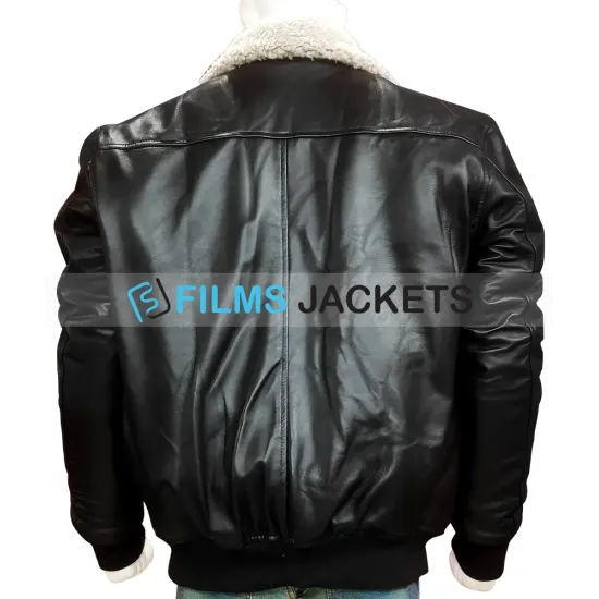 Men's Aviator Black Leather Bomber Jacket