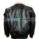 Men's Aviator Black Leather Bomber Jacket