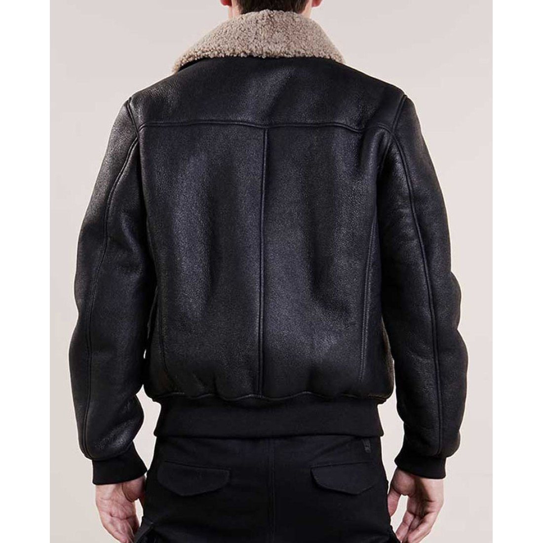 Mens Bomber Black Leather Aviator Jacket - Films Jackets