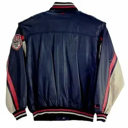 Men's FUBU Bomber Blue Leather Jacket