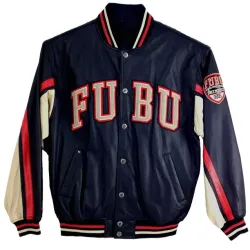 Men's FUBU Bomber Blue Leather Jacket