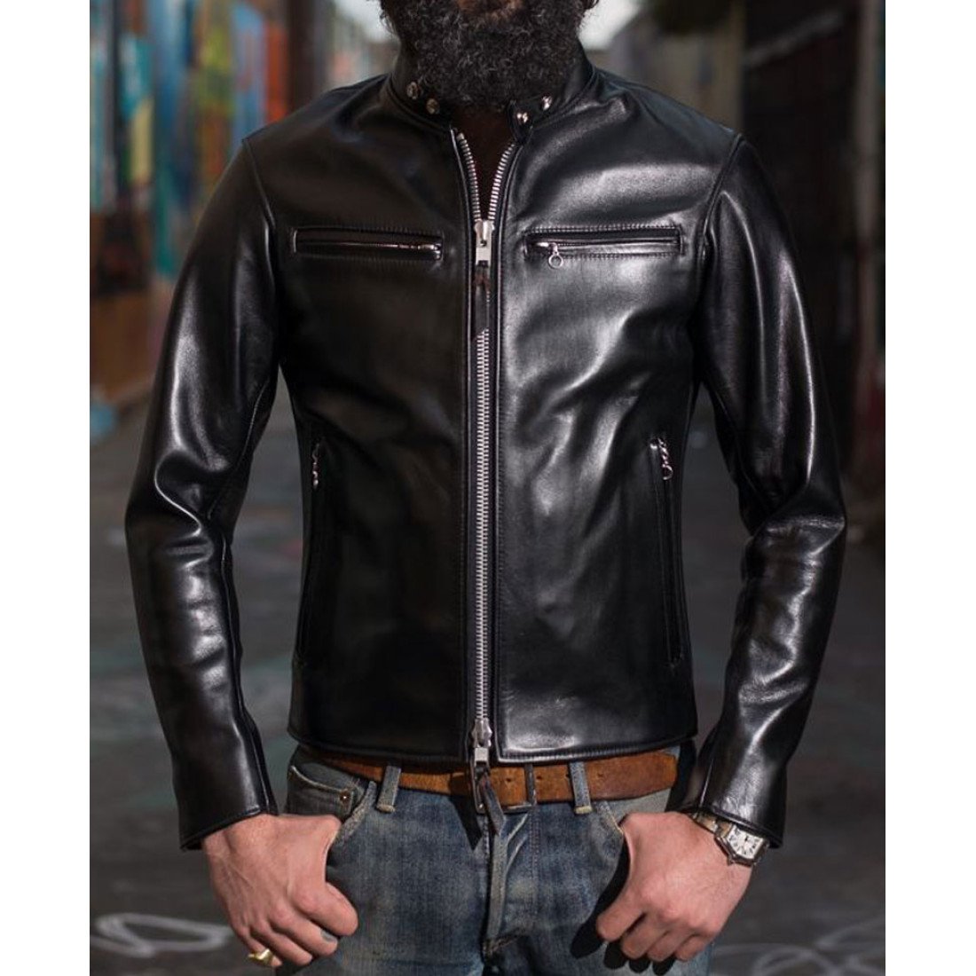 Men's Cafe Racer Rider’s Iron Heart Leather Jacket - Films Jackets