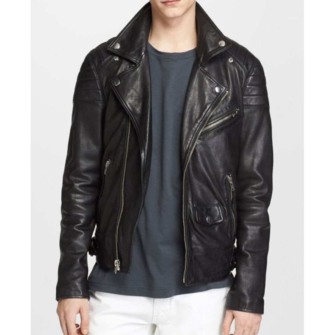 Men's Casual Biker Asymmetrical Black Leather Jacket - Films Jackets