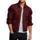 Men's Burgundy Denim Button Closure Jacket