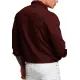 Men's Burgundy Denim Button Closure Jacket