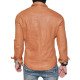 Men's Shirt Collar Casual Lambskin Leather Jacket