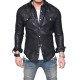 Men's Shirt Collar Casual Lambskin Leather Jacket