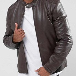 Men's Casual Wear Chocolate Brown Leather Jacket