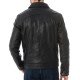 Men's Shirt Collar Casual Wear Black Leather Jacket