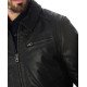 Men's Shirt Collar Casual Wear Black Leather Jacket