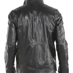 Men's Faux Shiny Causal Black Leather Jacket