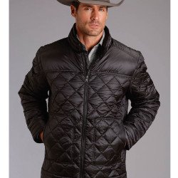 Men's Cowboy Quilted Black Down Jacket