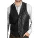 Men's Vintage Designer Black Leather Vest