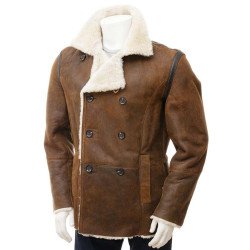 Men's Shearling Double Breasted Leather Coat