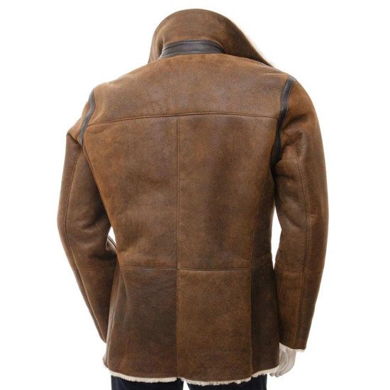 Men's Shearling Double Breasted Leather Coat