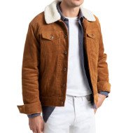 Men's FJ101 Brown Corduroy Faux Shearling Jacket