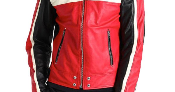 Buy FLM Brooklands Ladies leather jacket LTD black/red/white