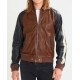 Men's FJM289 Black and Brown Leather Jacket