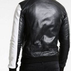 Men's FJM294 Bomber Striped Design Leather Jacket