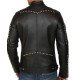 Men's Designer FJM423 Studded Black Leather Jacket