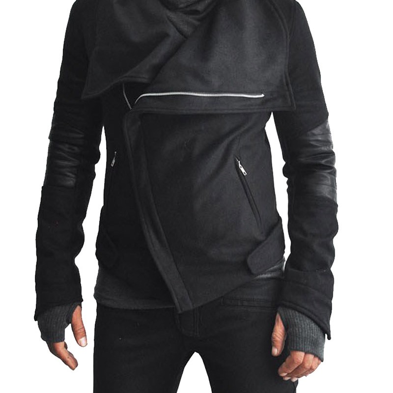 Men's High Neck Ninja Asymmetrical Wool Jacket