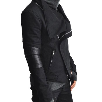 Men's High Neck Ninja Asymmetrical Wool Jacket