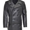 Men's Leather Pea Coat