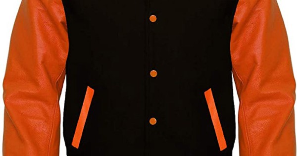 letterman jacket orange and black